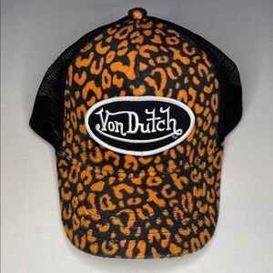 Von Dutch Orange and Black Animal Print Hat